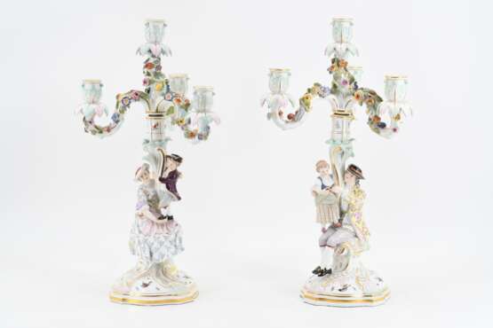 Pair of girandoles with gardener figurines - Foto 11