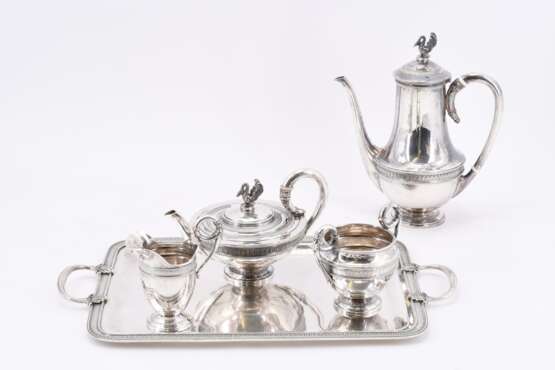 Five piece coffee and tea set with swan decor and palmette frieze - фото 1