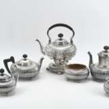 Six piece coffee and tea set with gadroon decor - фото 1