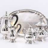 Four piece coffee and tea set with twisted contours and tray - фото 1