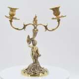 Pair of two-flame vermeil candlesticks with cupids - photo 3