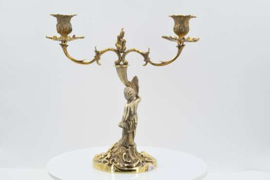 Pair of two-flame vermeil candlesticks with cupids - photo 10