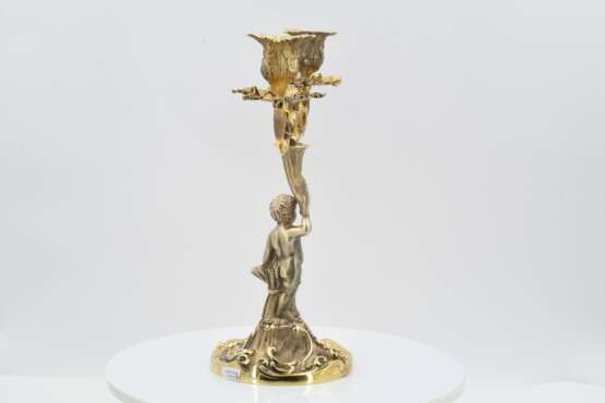 Pair of two-flame vermeil candlesticks with cupids - photo 11