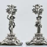 Pair of historism candlesticks with musicians - photo 1