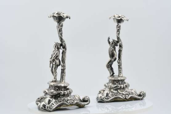 Pair of historism candlesticks with musicians - photo 2