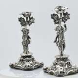 Pair of historism candlesticks with musicians - фото 3