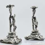 Pair of historism candlesticks with musicians - photo 4