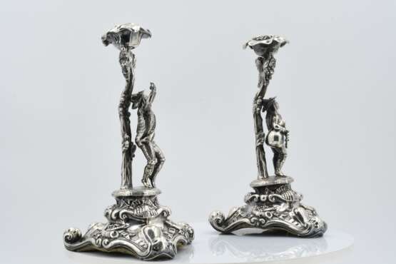 Pair of historism candlesticks with musicians - photo 4