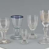 Goblet with monogram and schnapps glass with blue rim - photo 1