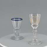 Goblet with monogram and schnapps glass with blue rim - фото 9
