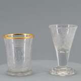 Goblet and engraved cup with golden rim - Foto 1