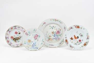 Four famille rose plates