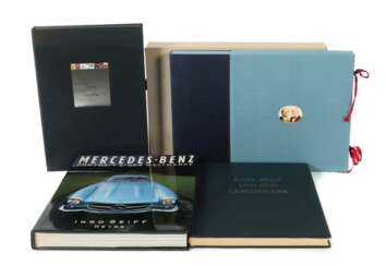 4 Bücher Mercedes-Benz Kassette mit 8 historischen Dokumenten in Reproduktionen
