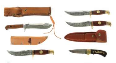 Zwei Puma-Messer und drei Sammler-Messer 20. Jh.
