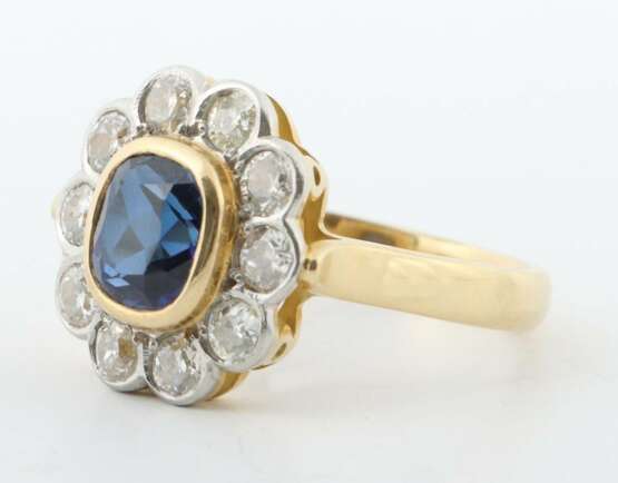 Saphir-Diamant-Ring 1940er/50er Jahre - фото 2