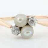 Zierlicher Croisé-Ring mit Perlen und Diamanten Roségold 585 - photo 1