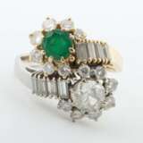 ''Toi et Moi'' Ring mit Smaragd und Diamanten Gelbgold/Weißgold 750 - Foto 1
