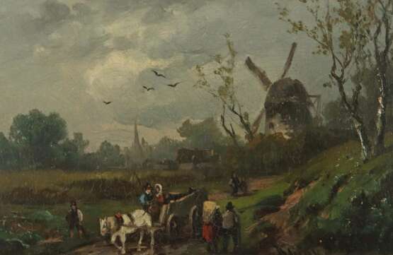 Maler des 19./20. Jh. ''Holländische Landschaft mit Windmühle'' - photo 1