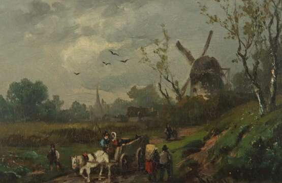 Maler des 19./20. Jh. ''Holländische Landschaft mit Windmühle'' - Foto 1