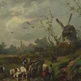 Maler des 19./20. Jh. ''Holländische Landschaft mit Windmühle'' - Foto 1