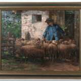 Maler des 20. Jh. ''Schäfer mit Herde vor dem Stall'' - photo 2