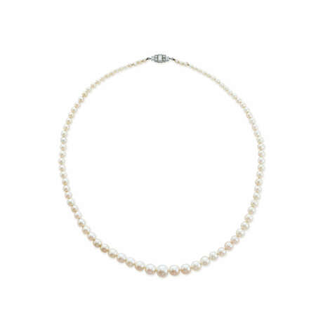 ART DECO NATURAL PEARL AND DIAMOND NECKLACE - photo 1