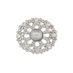 BELLE EPOQUE NATURAL PEARL AND DIAMOND BROOCH