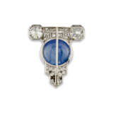 ART DECO STAR SAPPHIRE AND DIAMOND BROOCH - photo 2