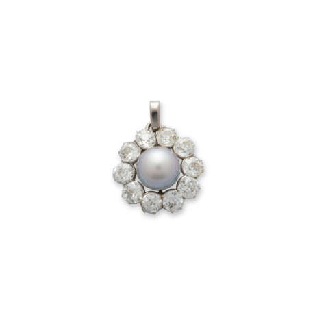 ANTIQUE NATURAL PEARL AND DIAMOND PENDANT - фото 1