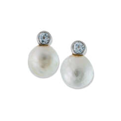 NO RESERVE | NATURAL PEARL AND DIAMOND EARRINGS