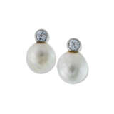 NO RESERVE | NATURAL PEARL AND DIAMOND EARRINGS - фото 1