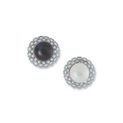 CHAUMET CULTURED PEARL AND DIAMOND EARRINGS