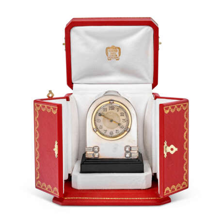 ART DECO CARTIER ONYX, GOLD AND SILVER CLOCK - photo 2