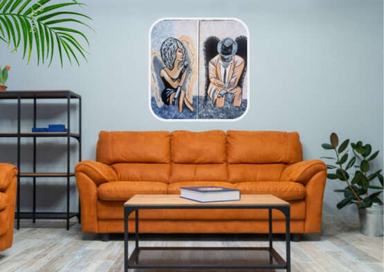 Диптих " Встреча Ангелов ". Два холста на подрамнике Картина акрилом Art contemporain авторская картина Russie 2022 - photo 1