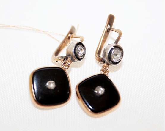 “Earrings with agate and diamonds” - photo 1