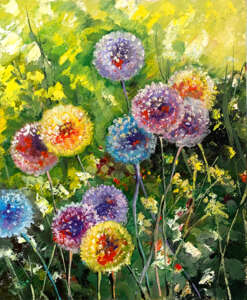 Bright fantastic dandelions