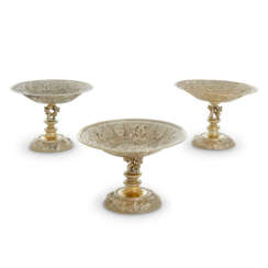 A SET OF THREE CONTINENTAL SILVER-GILT TAZZE