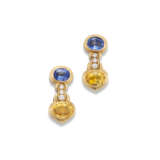 SAPPHIRE, DIAMOND AND HAEMATITE NECKLACE AND EARRINGS - Foto 6