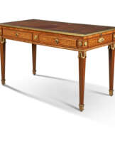 A LATE LOUIS XV ORMOLU-MOUNTED AMARANTH AND TULIPWOOD PARQUETRY BUREAU PLAT