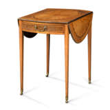 A GEORGE III INDIAN ROSEWOOD-CROSSBANDED SATINWOOD, HAREWOOD, BURR-YEW AND MARQUETRY PEMBROKE TABLE - photo 2