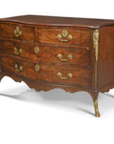 A GEORGE III ORMOLU-MOUNTED MAHOGANY SERPENTINE COMMODE