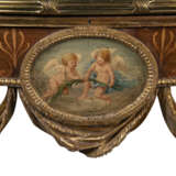 A PAIR OF GEORGE III GILT-BRASS MOUNTED HAREWOOD, SATINWOOD, AMARANTH, FRUITWOOD MARQUETRY, PAINTED AND GILTWOOD DEMI-LUNE CONSOLE TABLES - photo 5