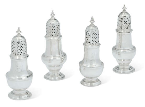 FOUR GEORGE II SILVER PEPPERETTES - photo 1