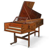 A GEORGE III TWO-MANUAL MAHOGANY, FEATHERBANDED AND SATINWOOD HARPSICHORD - photo 1