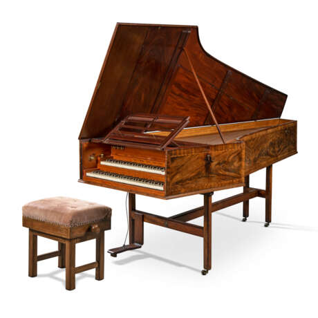 A GEORGE III TWO-MANUAL MAHOGANY, FEATHERBANDED AND SATINWOOD HARPSICHORD - фото 3
