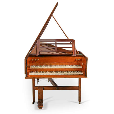 A GEORGE III TWO-MANUAL MAHOGANY, FEATHERBANDED AND SATINWOOD HARPSICHORD - фото 7