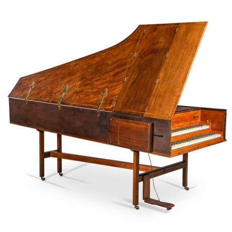 A GEORGE III TWO-MANUAL MAHOGANY, FEATHERBANDED AND SATINWOOD HARPSICHORD - photo 8