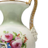 A PAIR OF CONTINENTAL PORCELAIN TWO-HANDLED VASES AND A FRENCH OPALINE GLASS VASE MOUNTED AS LAMPS - photo 2