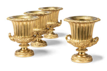 A SET OF FOUR GEORGE IV GILT-BRONZE WINE COOLERS