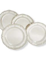 TWO GEORGE II AND TWO GEORGE III SILVER SECOND COURSE DISHES